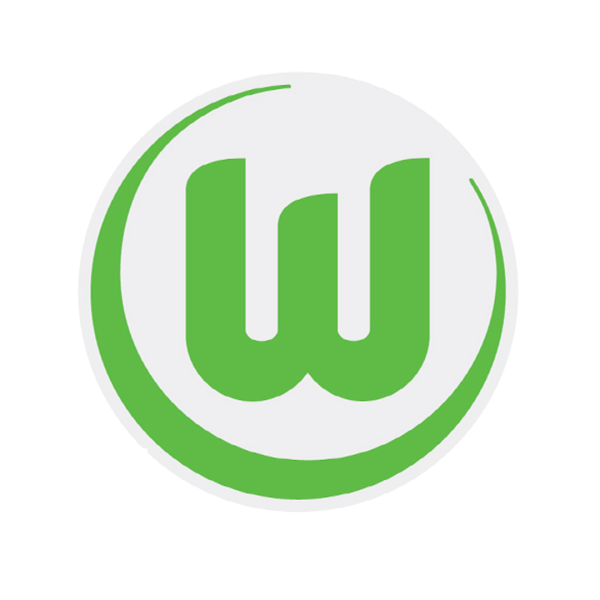 Das Foto zeigt das grüne VfL Wolfsburg Logo als Aufkleber.