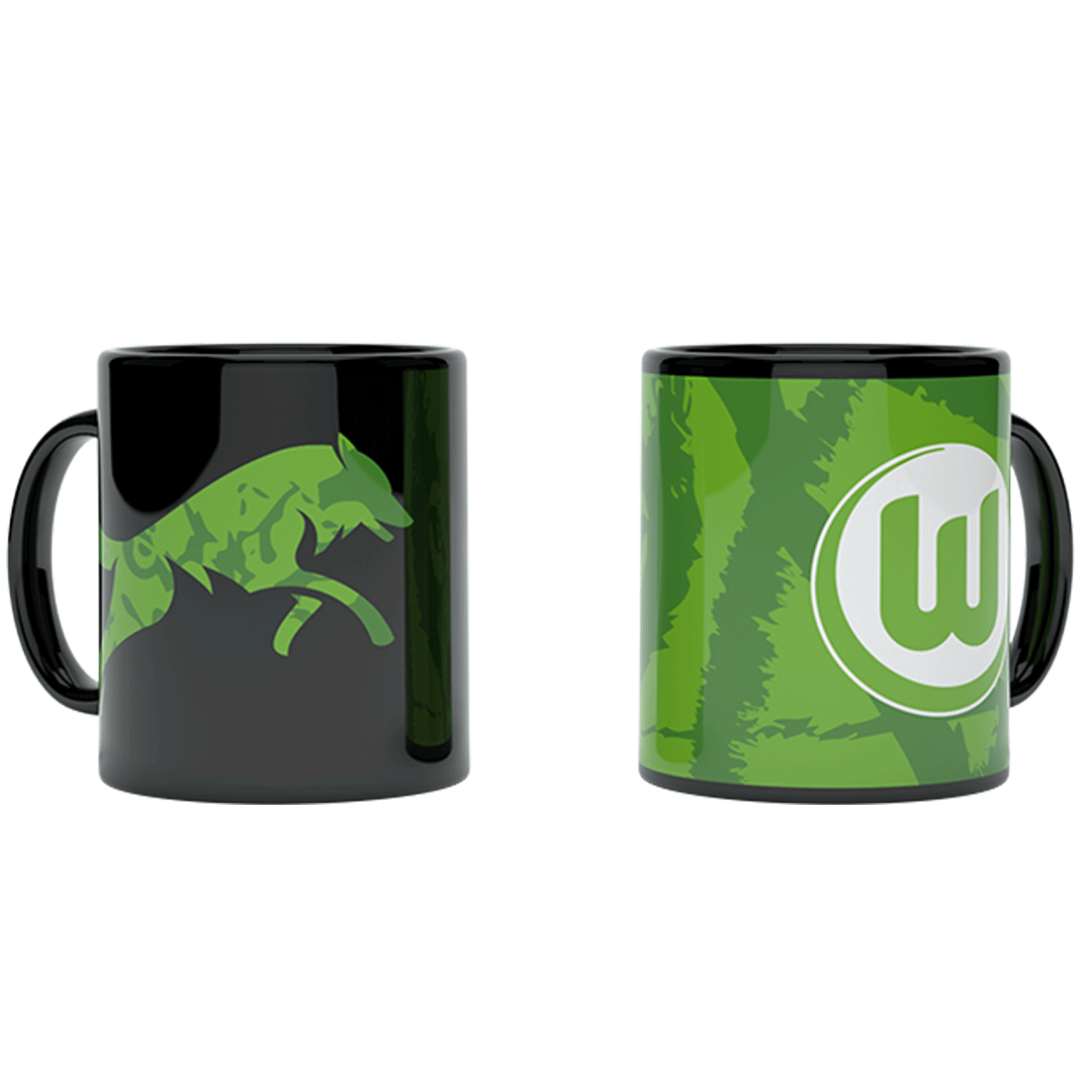Das Foto zeigt die Tasse "Magic Mug" vom VfL Wolfsburg.